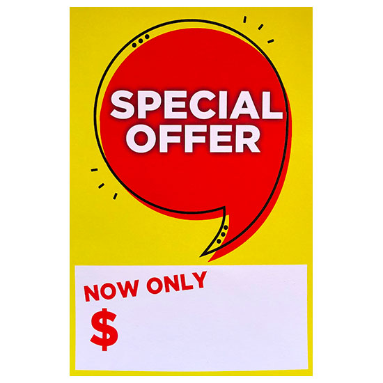 Red and Yellow Store Tag with text Special Offer size 6 by 9 inches