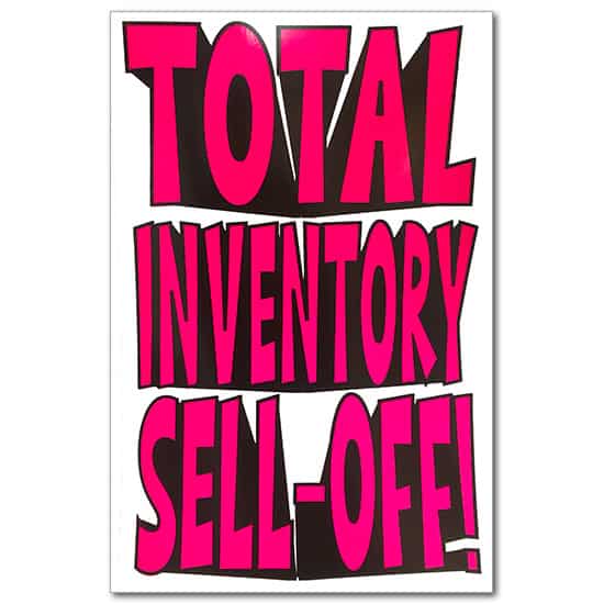 Ceiling Dangler - Total Inventory Sell-Off - Fluorescent Letters - Card Stock - 23 inches x 35 inches