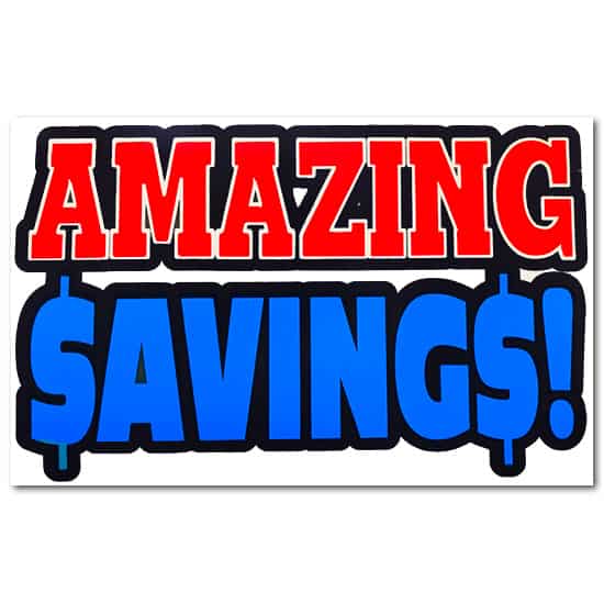 Ceiling Dangler - Amazing Savings - Card Stock - 35 inches x 23 inches