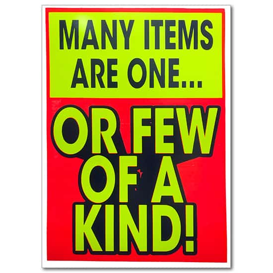 Ceiling Dangler - Many Items Are One or Few of a Kind - Fluorescent Letters - Card Stock - 20 inches x 28 inches