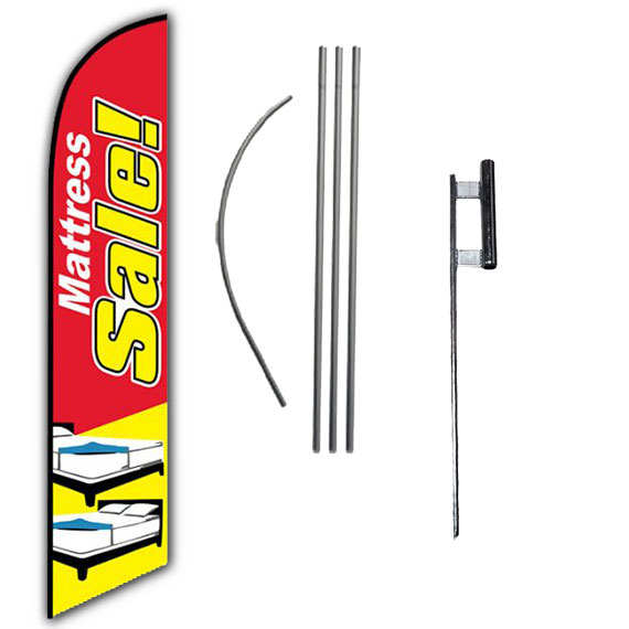 Mattress Sale Feathered Flag Bundle with Pole kit and spike stand