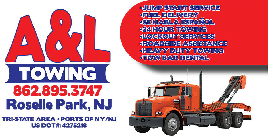 A&L Towing in Roselle Park, NJ Banner with orange tow truck