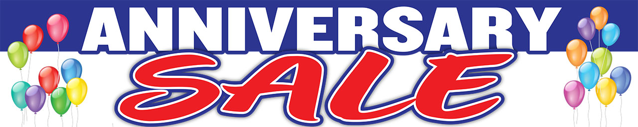 Anniversary Sale Banner with balloon graphics