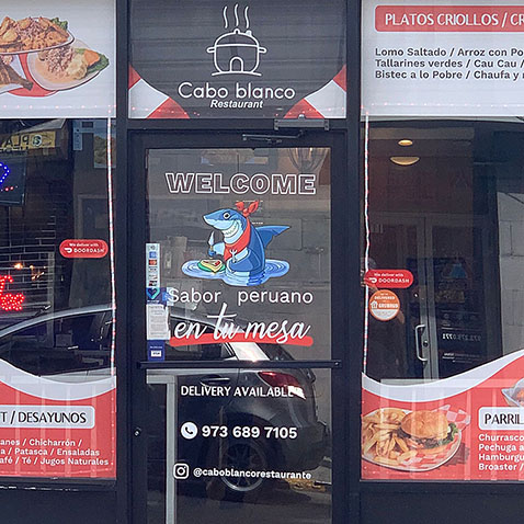 Cabo Blanco restaurant window decals
