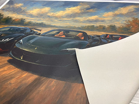 Sports Car on Canvas with view of material