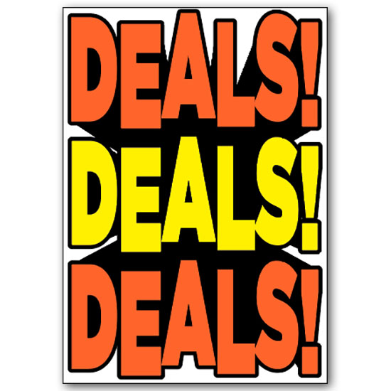 Wall Sign - DEALS! DEALS! DEALS! - 28 inches x 20 inches